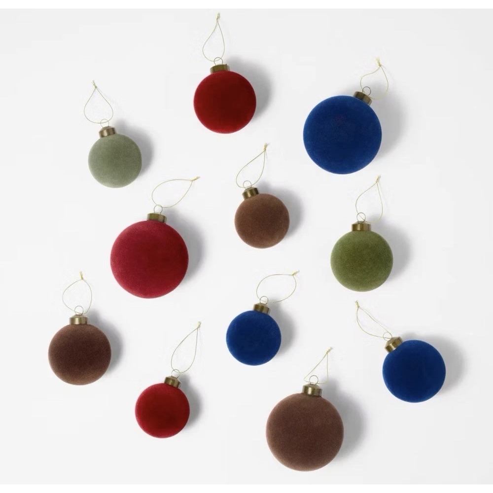 Set of 11 Velvet Christmas Ornaments Red/Green/Brown/Blue - Threshold Studio Mcg